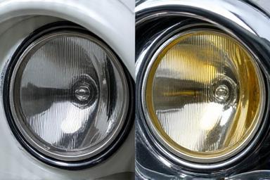 Headlight restoration before and after comparison